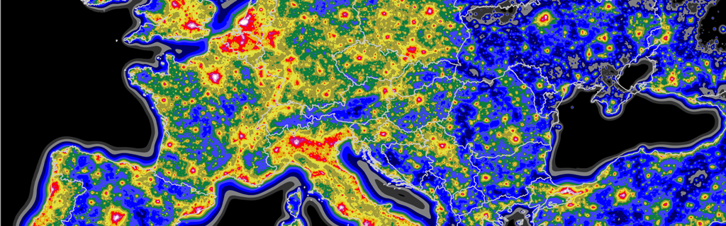 Lichtverschmutzungskarte von Europa © Fabio Falchi et al.